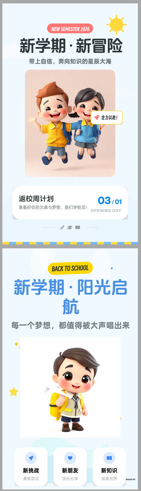 源文件下载【享设计】搜索编号：96510036102991053【小学初中开学季海报】