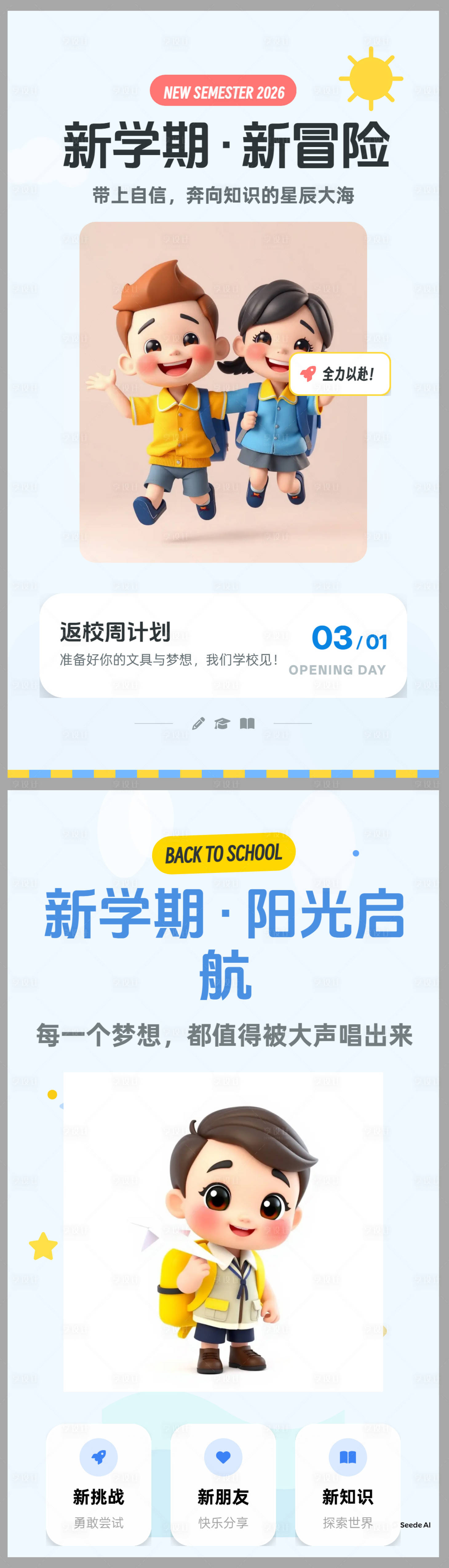 源文件下载【享设计】搜索编号：96510036102991053【小学初中开学季海报】