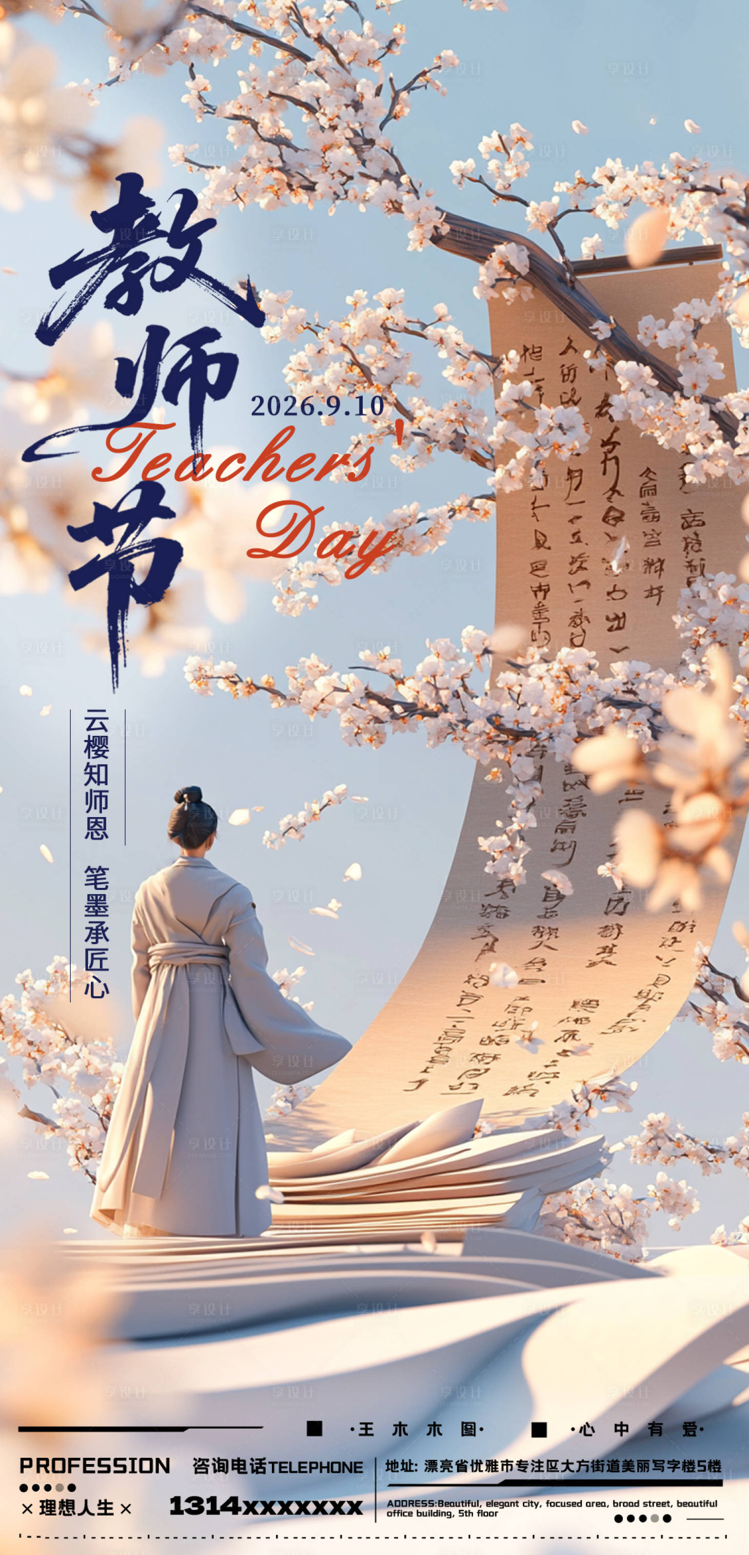 源文件下载【享设计】搜索编号：27990035807587215【教师节海报】