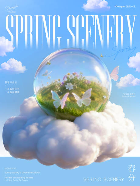 源文件下载【享设计】搜索编号：64590035849421764【春分夏天海报蝴蝶氛围夏至】