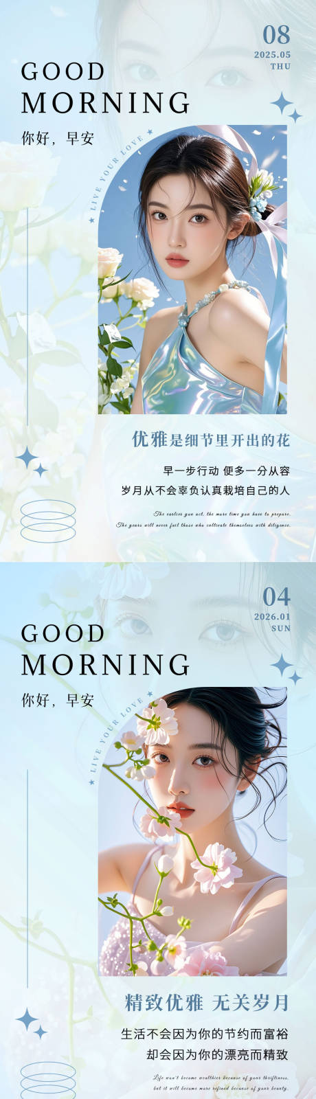 源文件下载【享设计】搜索编号：61370035655492675【美业早安海报模板】