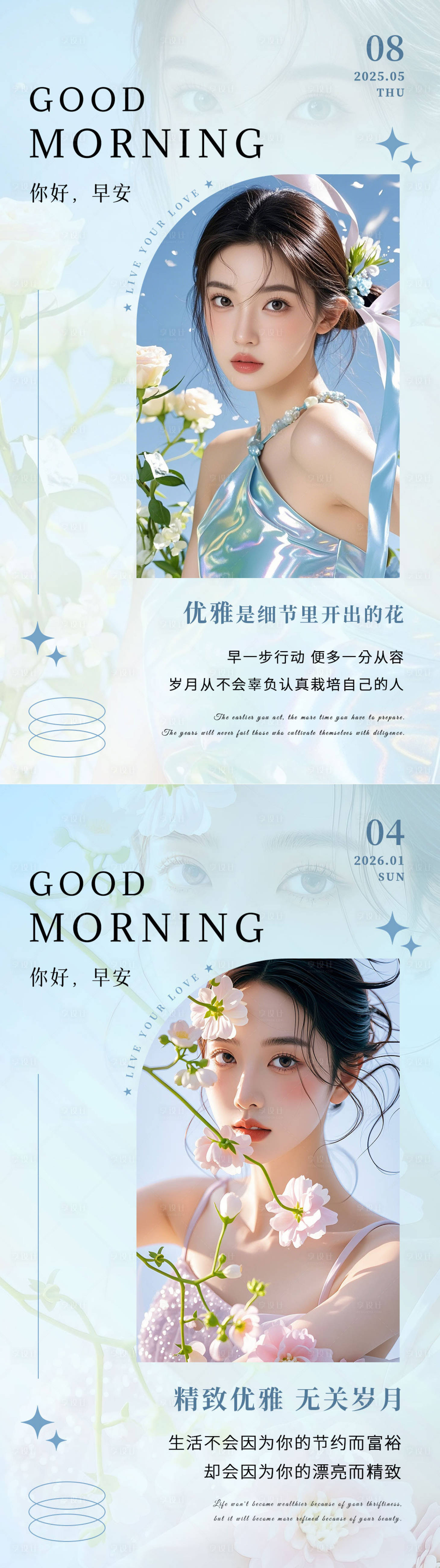 源文件下载【享设计】搜索编号：61370035655492675【美业早安海报模板】