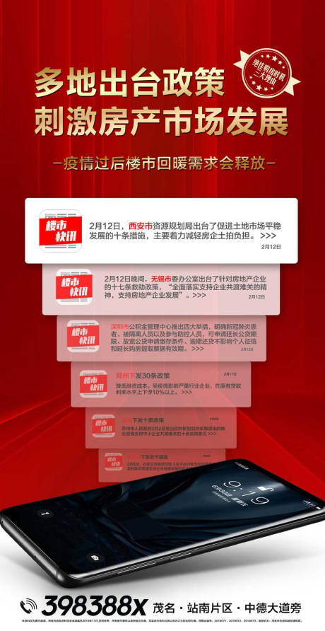 源文件下载【享设计】搜索编号：87550036126484843【多地出台政策刺激房产市场发展海报】