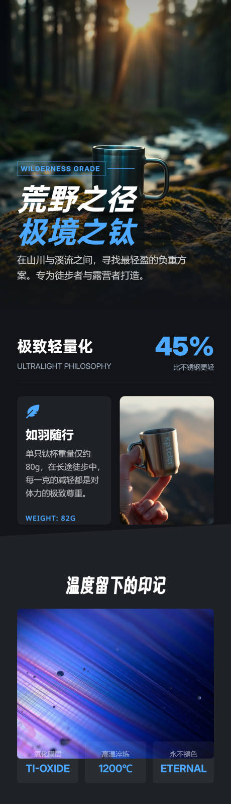 源文件下载【享设计】搜索编号：84150036100423561【荒野露营钛系列详情页杯子茶杯】