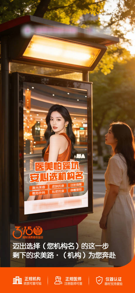 源文件下载【享设计】搜索编号：94940035824203531【医美315场景借势海报】