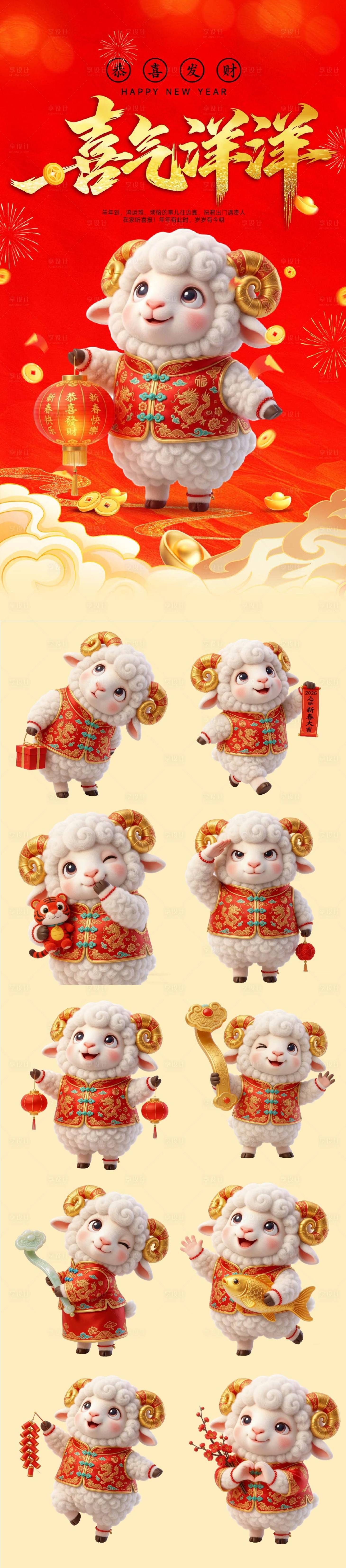 源文件下载【享设计】搜索编号：67220036052612076【羊年海报】