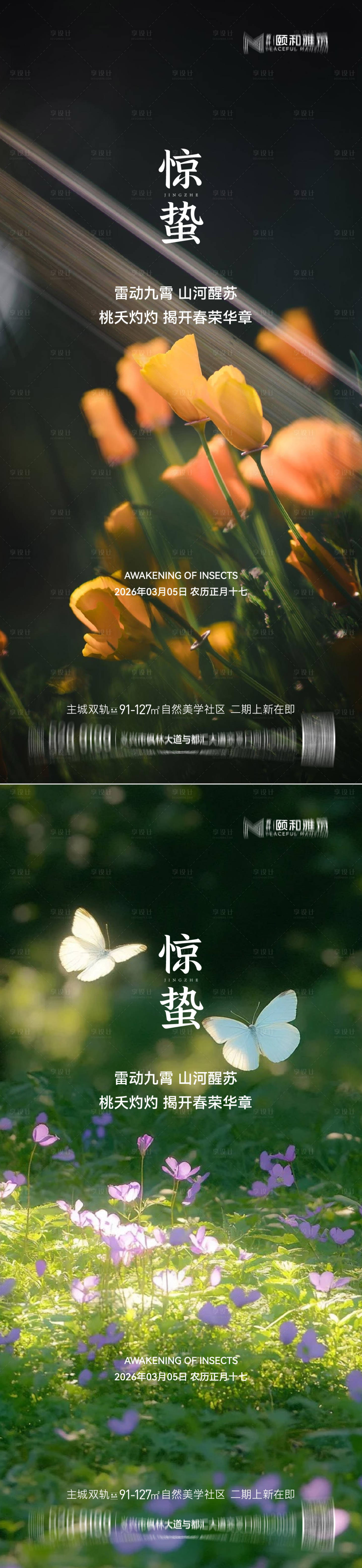 源文件下载【享设计】搜索编号：52770035599841496【惊蛰节气系列海报】