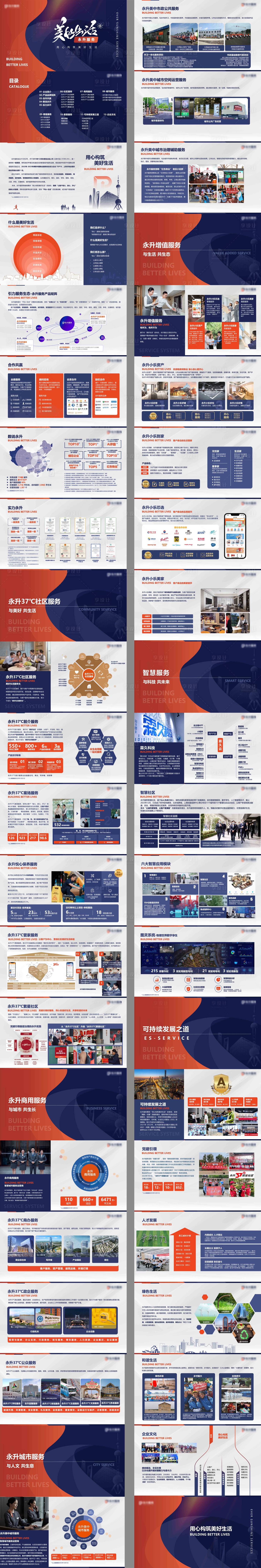源文件下载【享设计】搜索编号：74700036071171836【红蓝拼色物业服务商业管家介绍PPT】