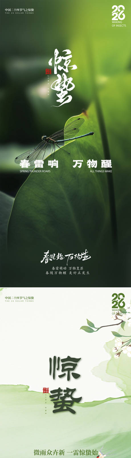 源文件下载【享设计】搜索编号：44130035756951805【惊蛰蜻蜓荷叶节气海报】