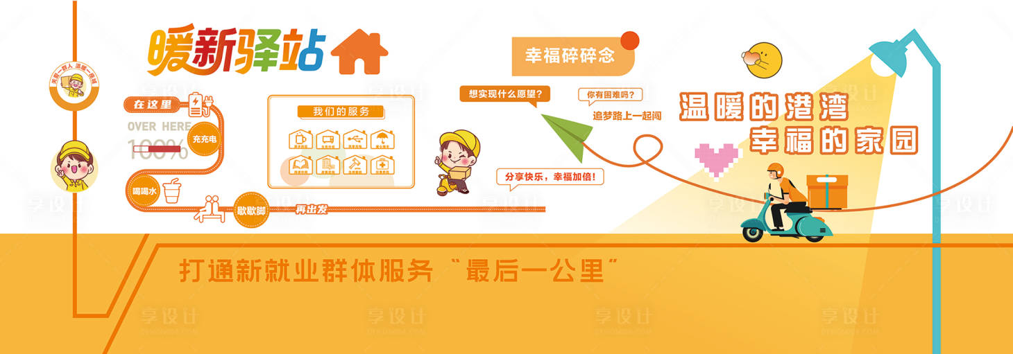 源文件下载【享设计】搜索编号：29410035976882871【新业态新就业文化墙】