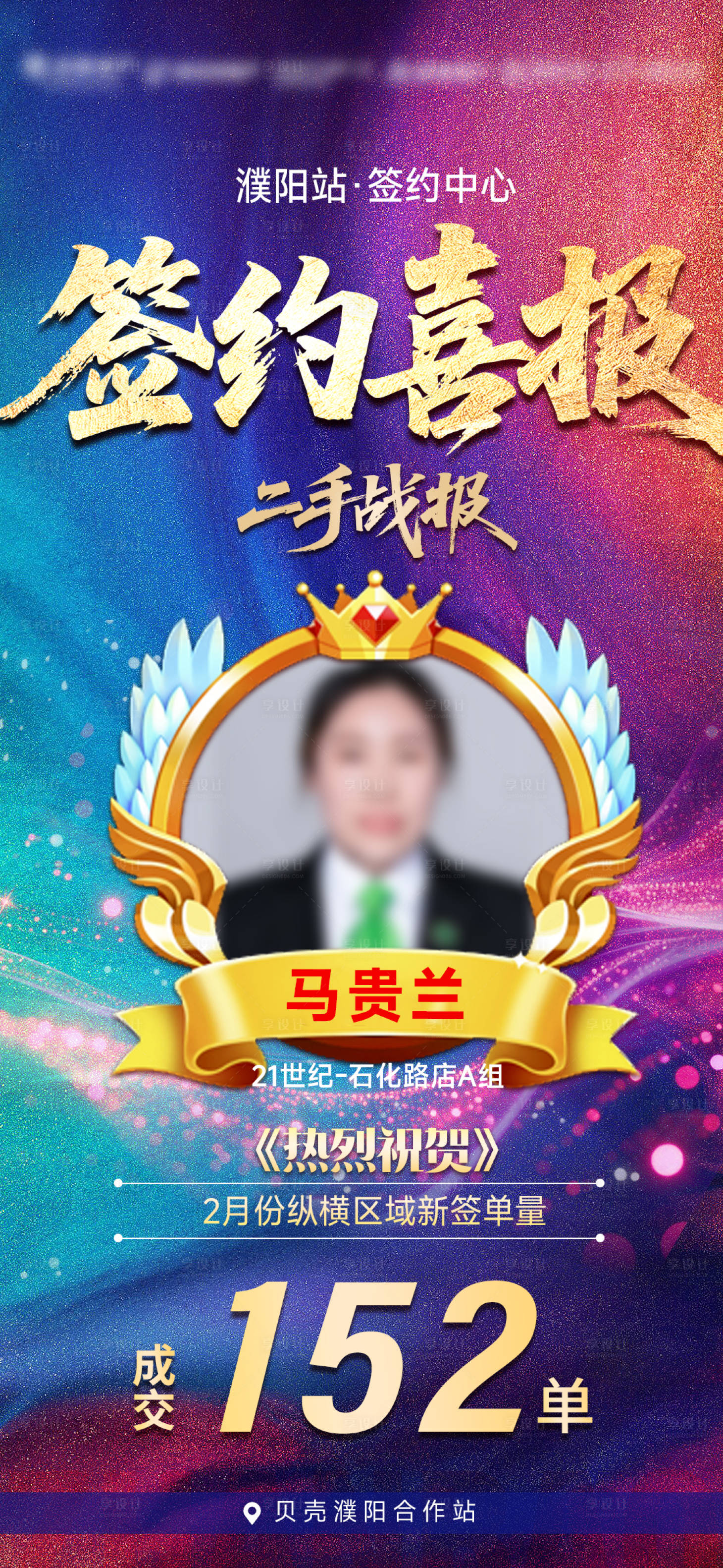 源文件下载【享设计】搜索编号：51580035999405670【地产人物签约数据喜报海报】