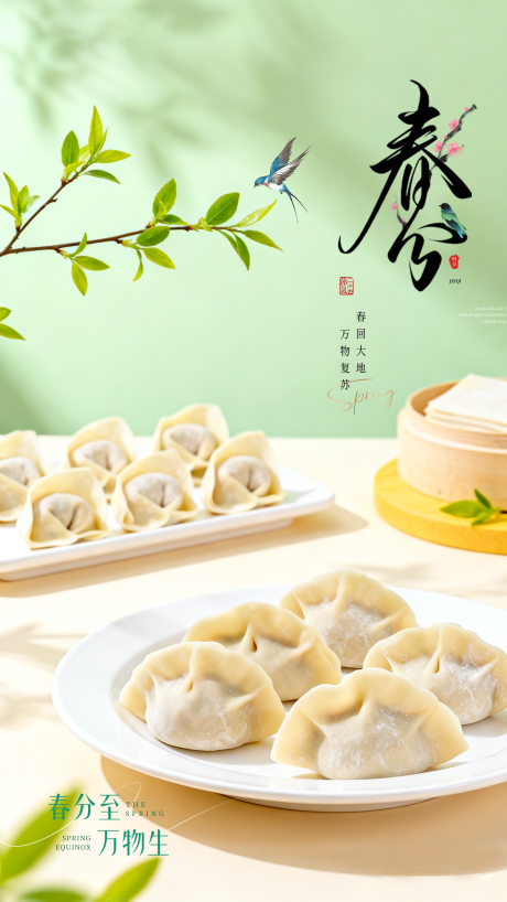 源文件下载【享设计】搜索编号：48690035633167982【饺子春分海报】