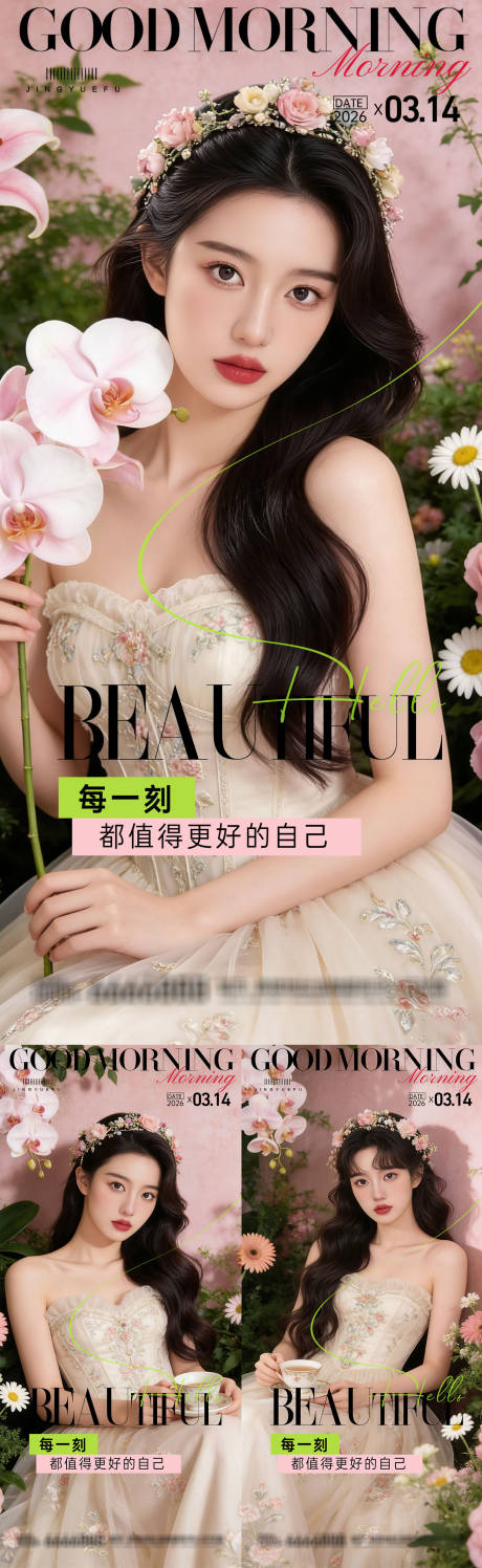 源文件下载【享设计】搜索编号：39990036078628952【医美早安美女系列海报】