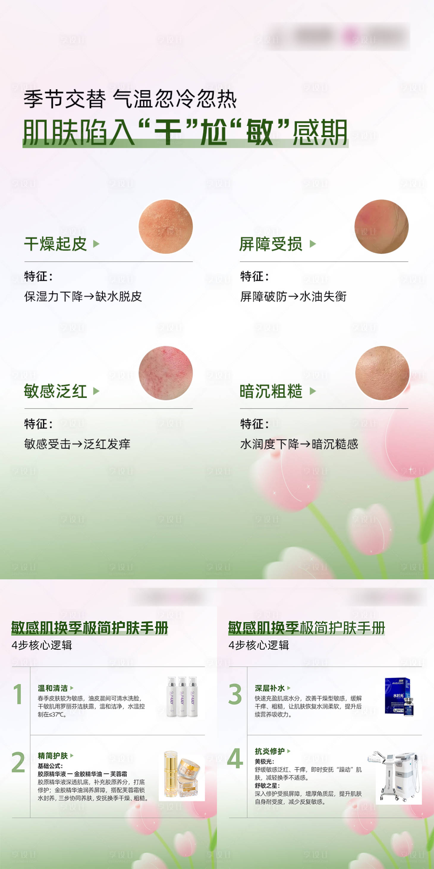 源文件下载【享设计】搜索编号：84150036079462496【春季敏感肌系列海报】
