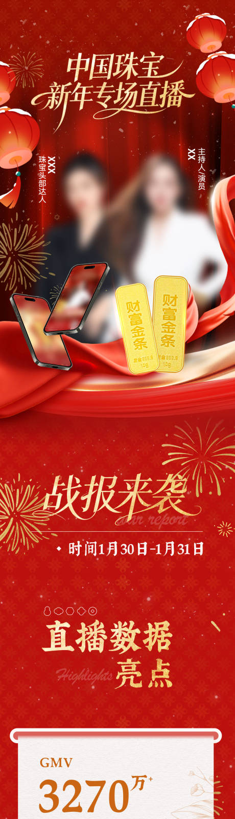 源文件下载【享设计】搜索编号：41960035667009253【直播战报GMV长图】