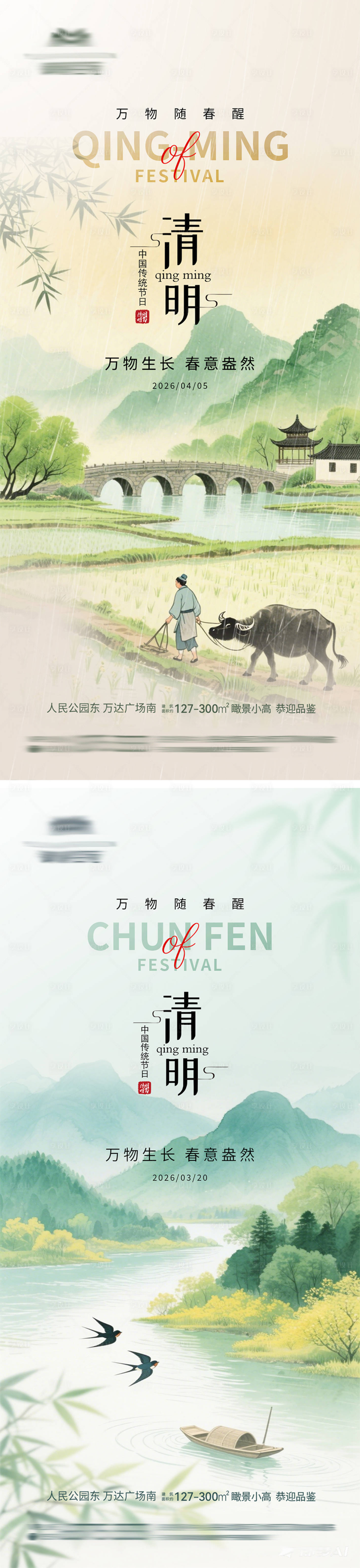 源文件下载【享设计】搜索编号：90510036043072368【地产清明节节气海报】