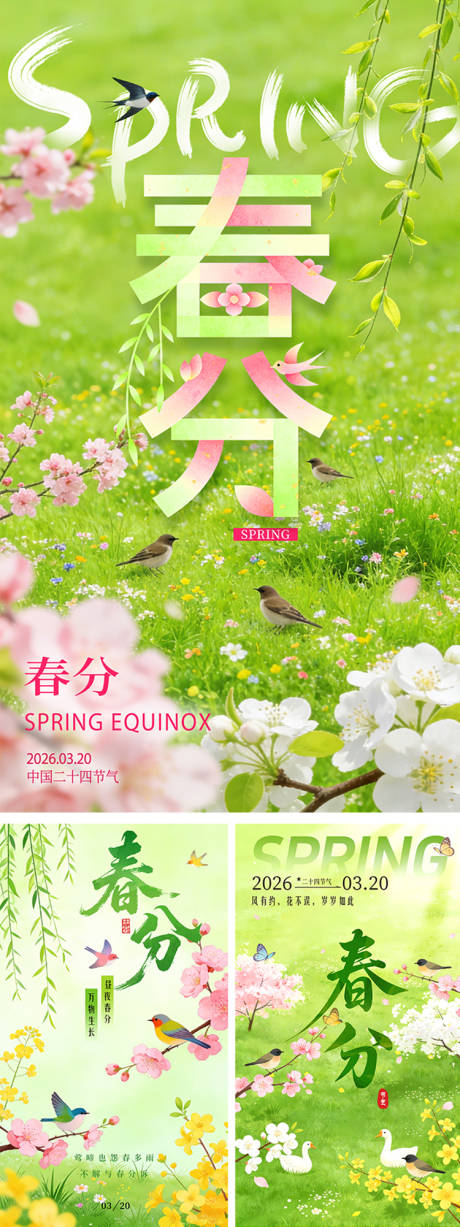 源文件下载【享设计】搜索编号：81490035913224926【春分二十四节气创新清新主题系列海报】