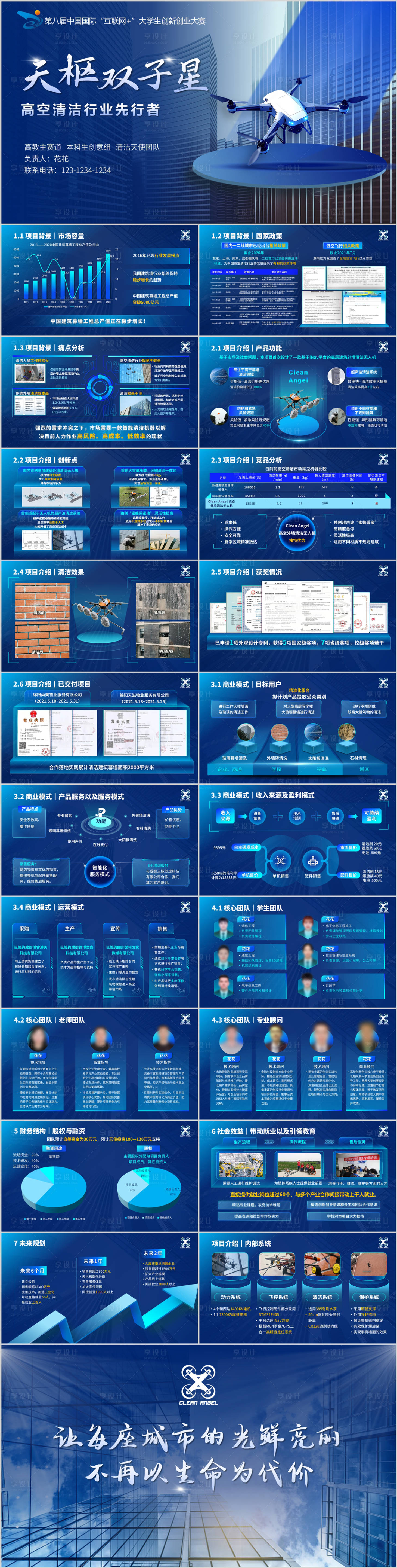源文件下载【享设计】搜索编号：24290036420197793【深蓝科技风无人机创赛PPT模板】
