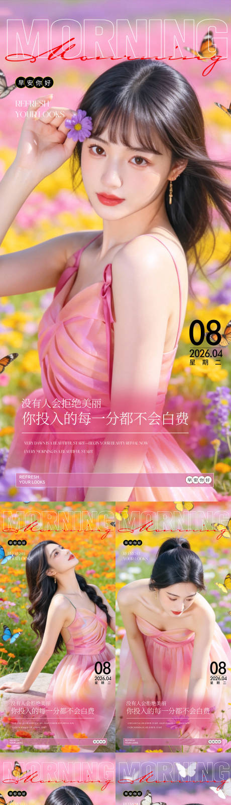源文件下载【享设计】搜索编号：45650036462261230【早安你好粉色海报】