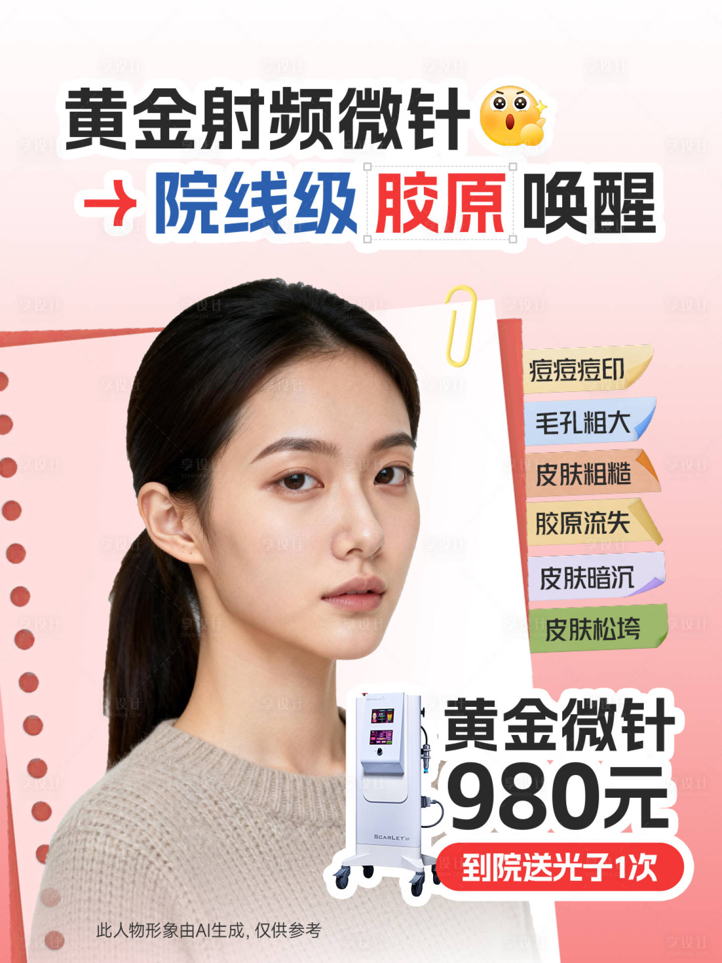 源文件下载【享设计】搜索编号：74110036513935780【医美小红书黄金微针海报】