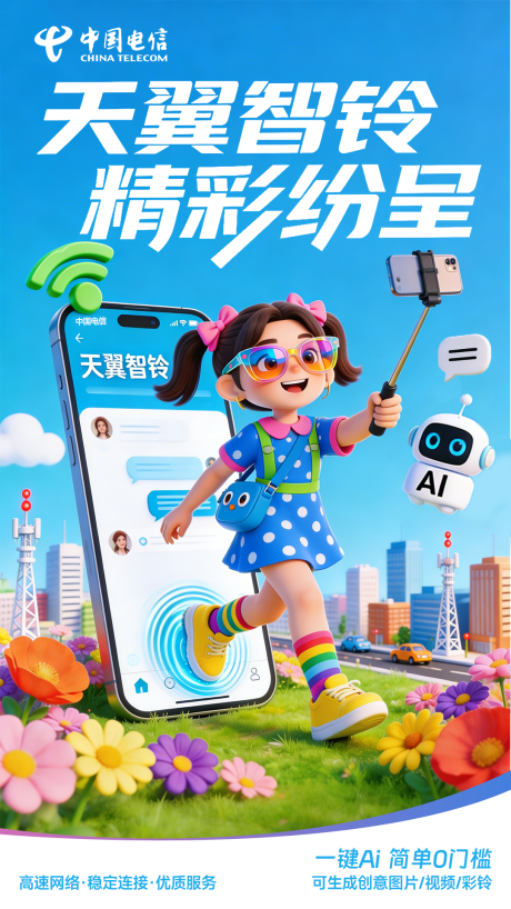 源文件下载【享设计】搜索编号：14340036460621252【中国电信天翼智铃海报】
