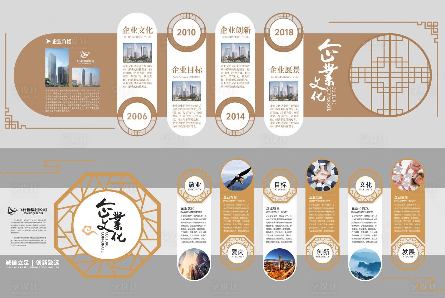 源文件下载【享设计】搜索编号：54200036466618331【企业展厅中式历程简介文化墙】