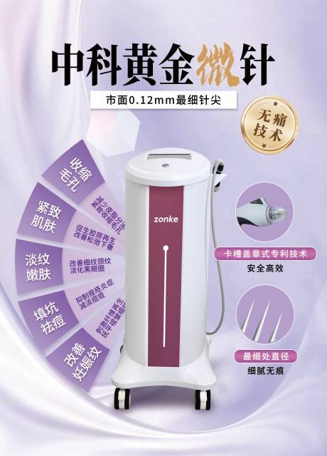 源文件下载【享设计】搜索编号：33010036317888536【中科黄金微针医美仪器海报】