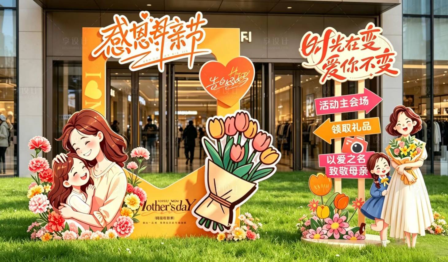 源文件下载【享设计】搜索编号：72780036648909600【母亲节相框美陈】