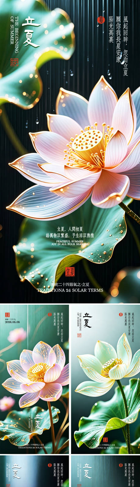 源文件下载【享设计】搜索编号：33370036587957251【简约高级粉医美24节气中国风立夏海报】