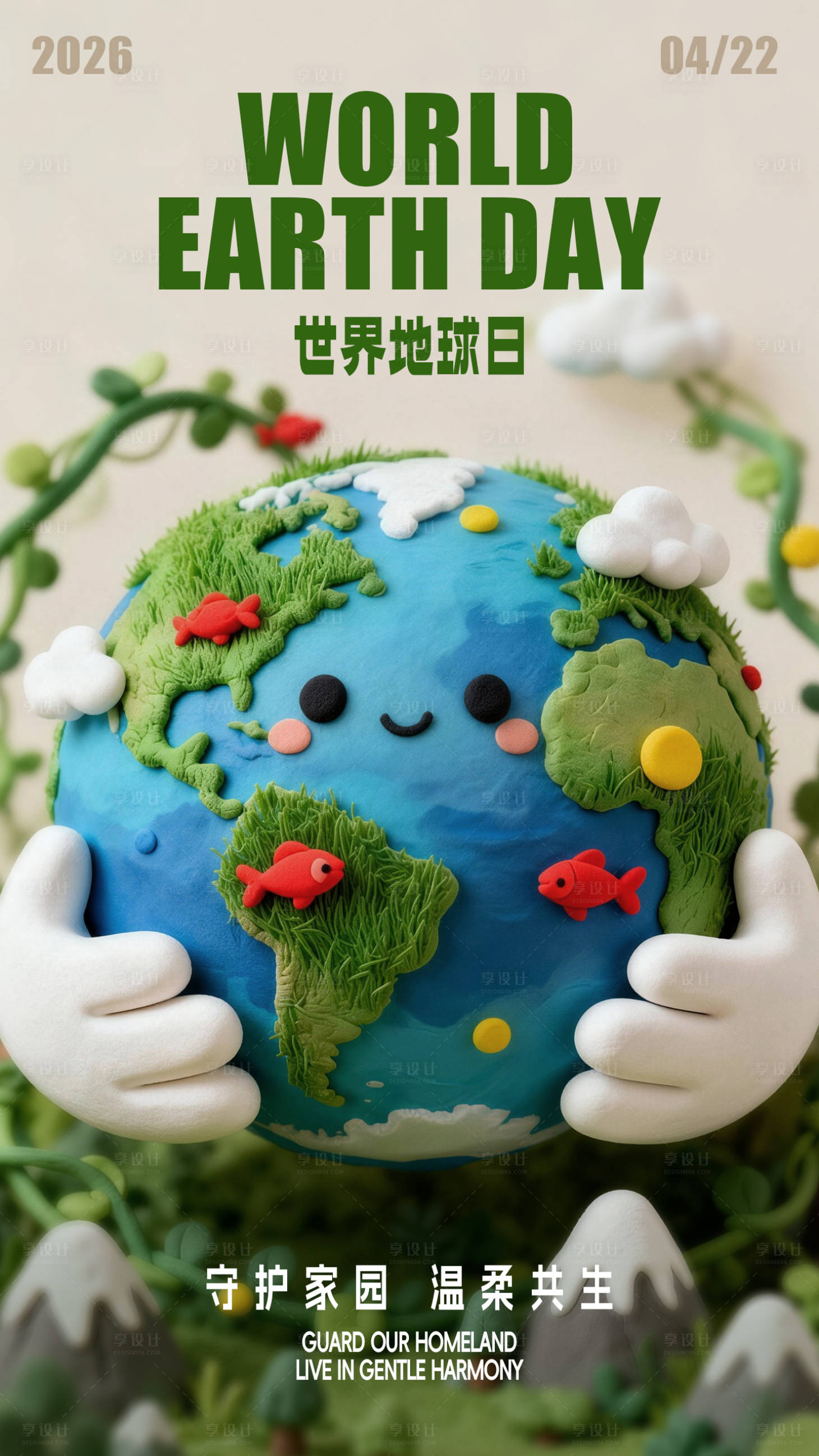 源文件下载【享设计】搜索编号：28830036303994604【地球日海报】