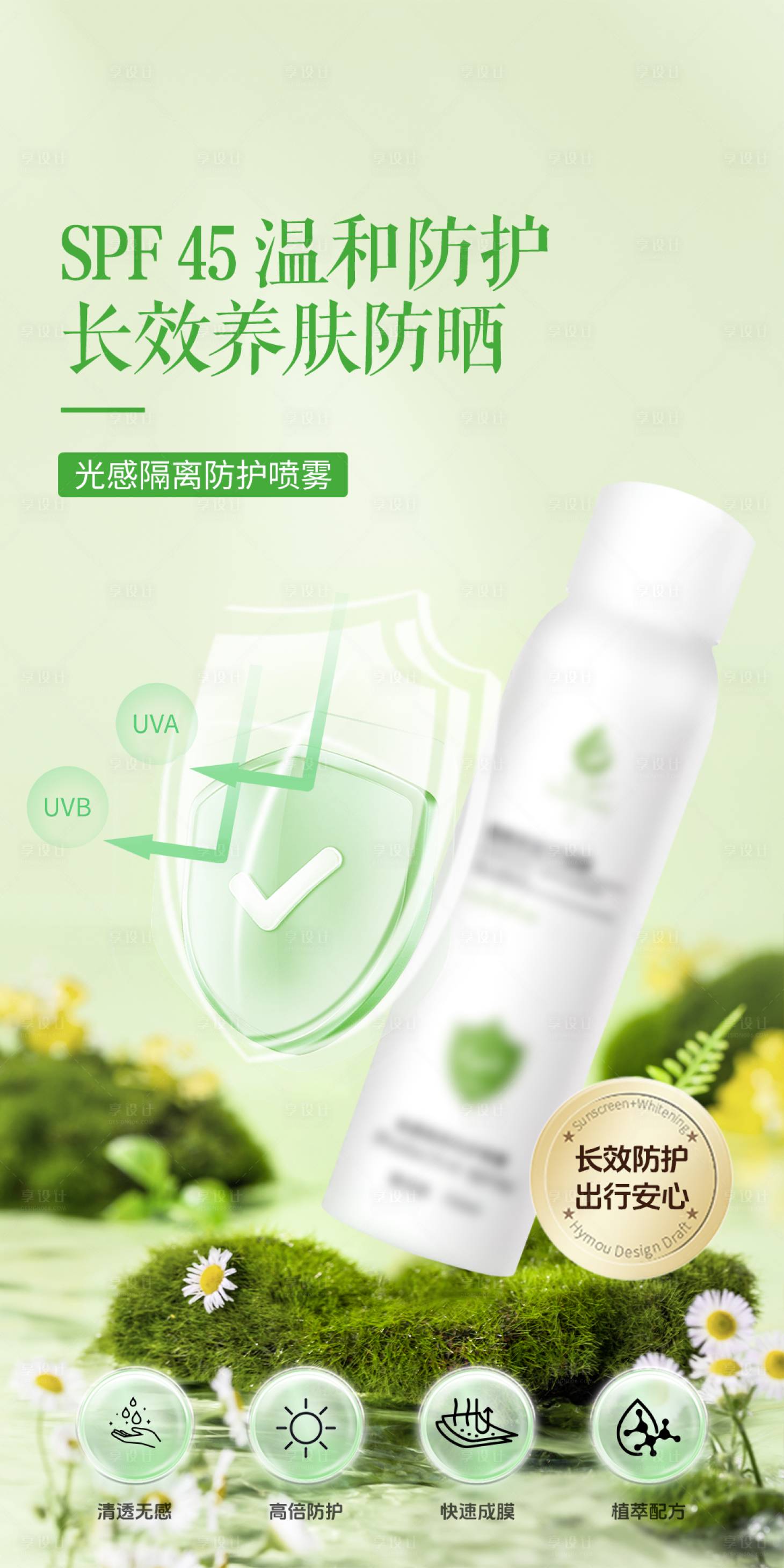 源文件下载【享设计】搜索编号：23430036583319580【春季夏季秋季冬季出行防护防晒喷雾】