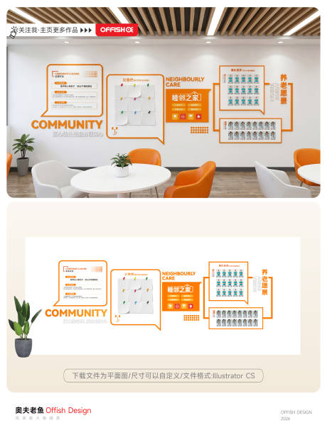 源文件下载【享设计】搜索编号：24160036581617936【睦邻之家社区养老文化墙公告栏团队风】
