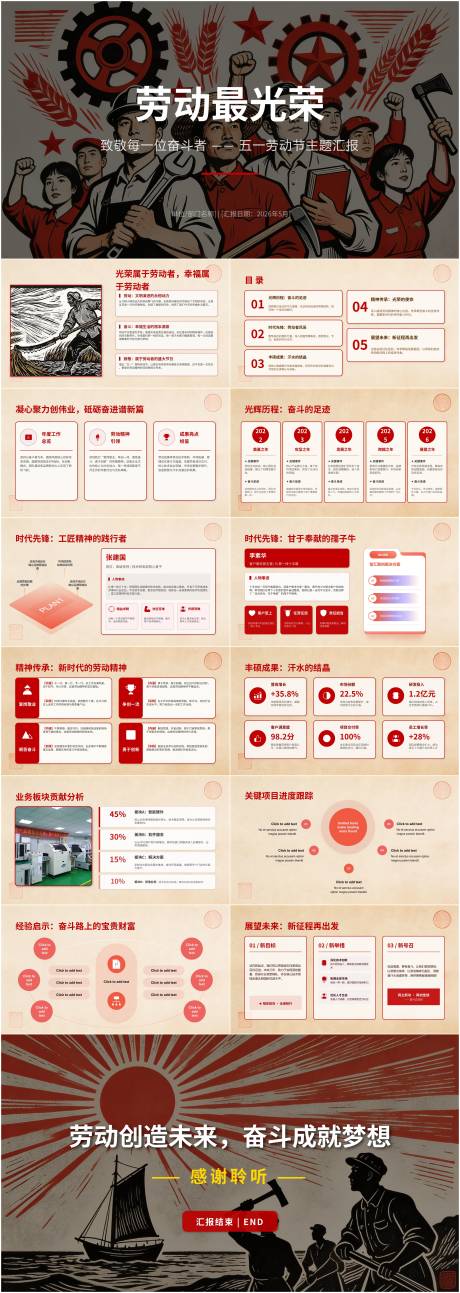 源文件下载【享设计】搜索编号：78790036505176728【五一劳动节主题汇报ppt 】