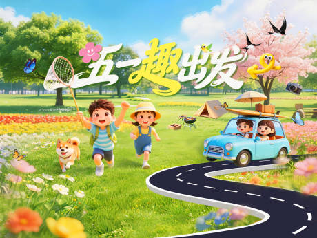 源文件下载【享设计】搜索编号：86320036543614682【五一出游主题宣传】