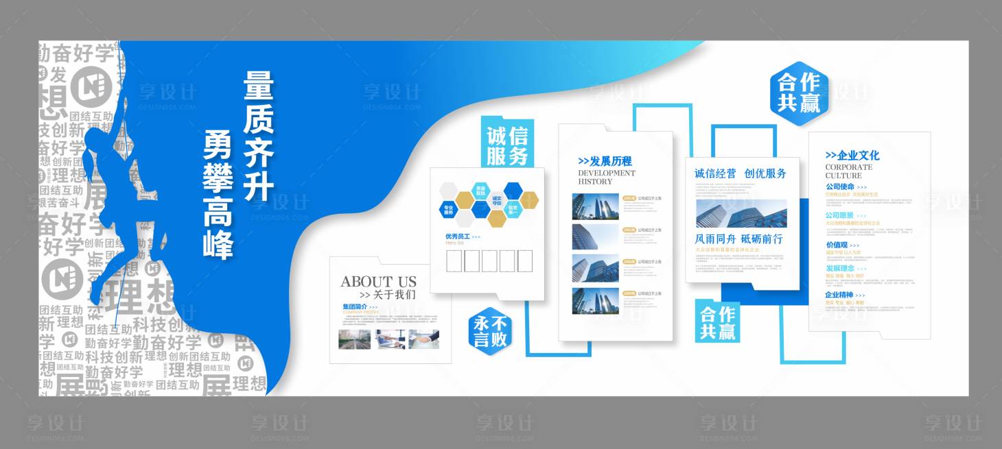 源文件下载【享设计】搜索编号：34200036406965018【企业发展文化墙】