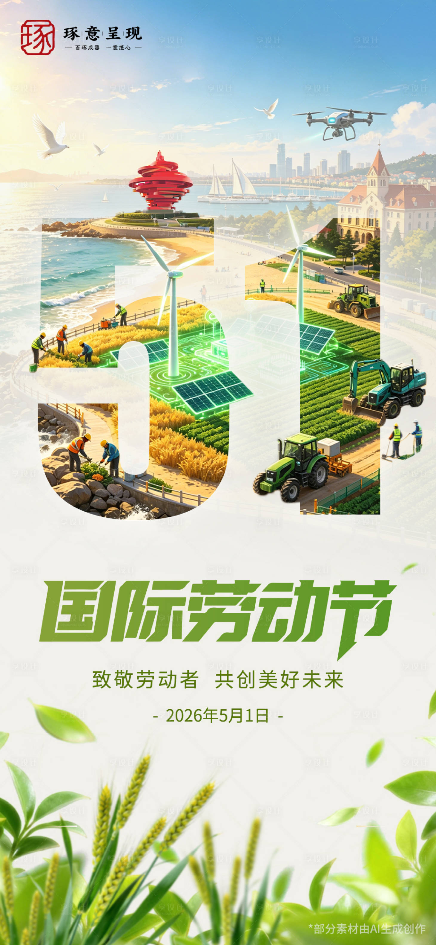 源文件下载【享设计】搜索编号：61320036491217223【五一劳动节海报】