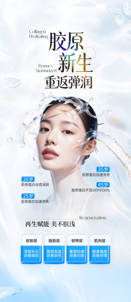 源文件下载【享设计】搜索编号：66500036335022104【医美蓝色水光胶原海报】