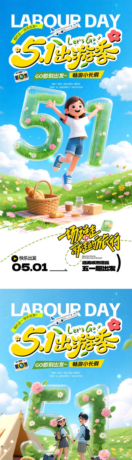 源文件下载【享设计】搜索编号：82480036442903692【51出游宣传海报】