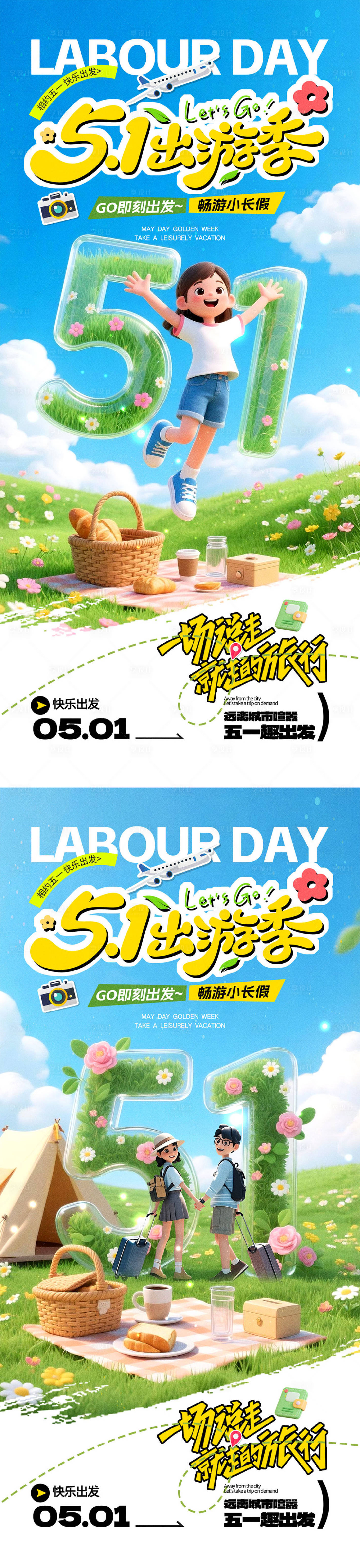源文件下载【享设计】搜索编号：82480036442903692【51出游宣传海报】