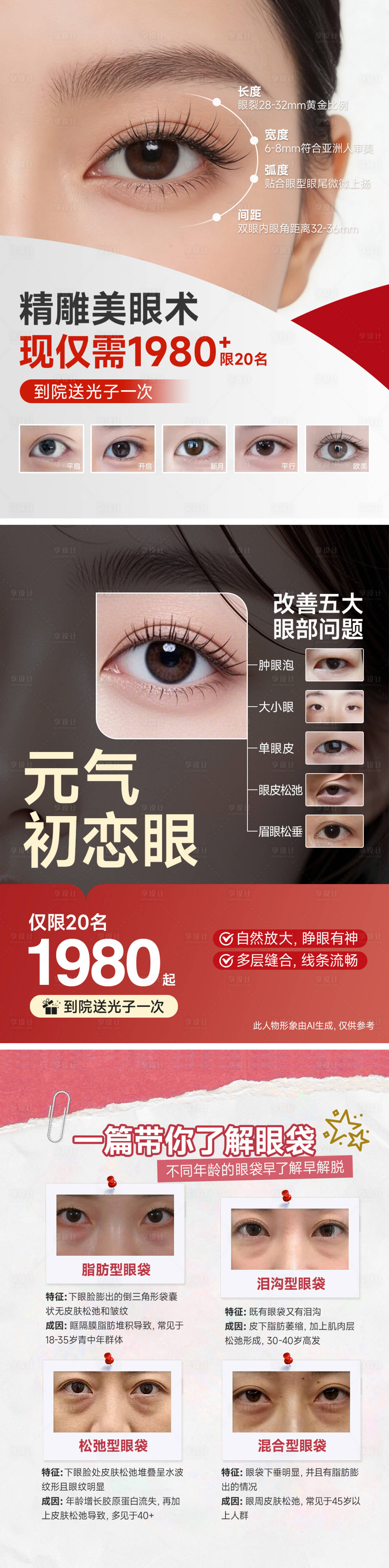 源文件下载【享设计】搜索编号：94230036451281059【医美小红书双眼皮海报套图】