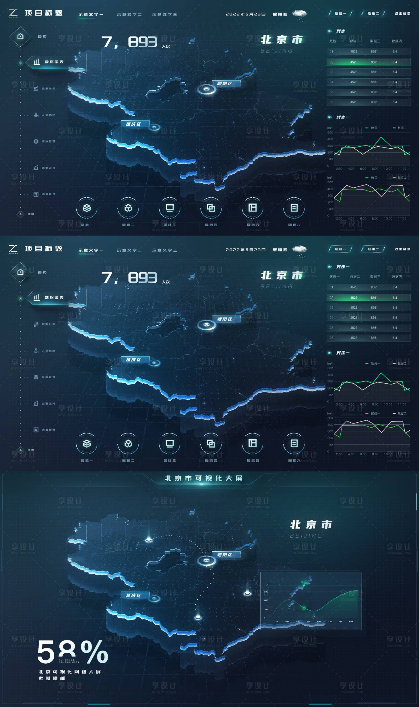 源文件下载【享设计】搜索编号：23690036243712589【北京市智慧城市数据可视化大屏设计】
