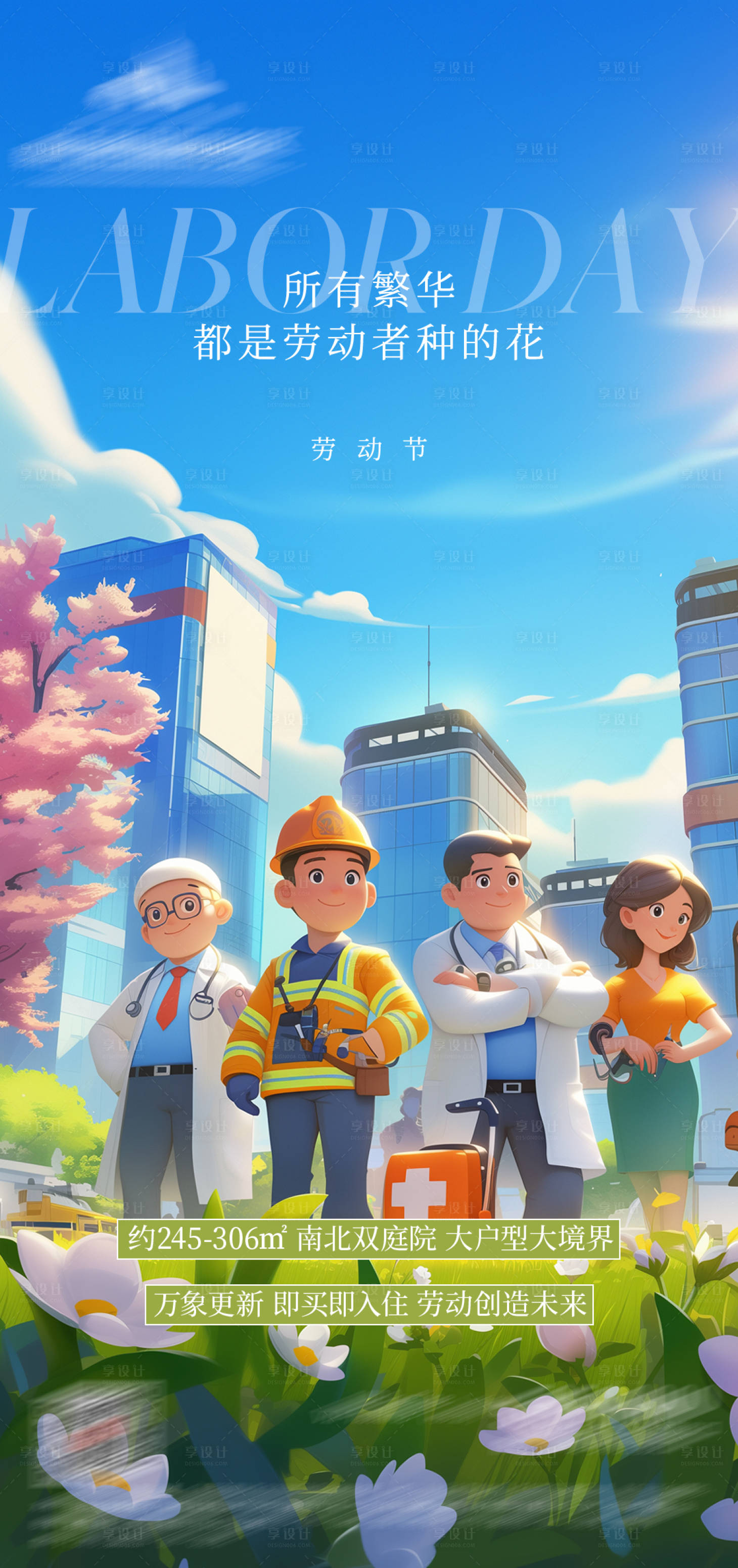 源文件下载【享设计】搜索编号：33180036240595497【地产51劳动节海报】