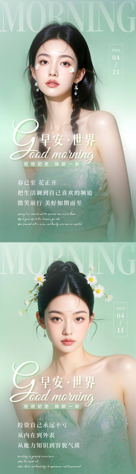 源文件下载【享设计】搜索编号：25120036404326981【春日美业早安海报】