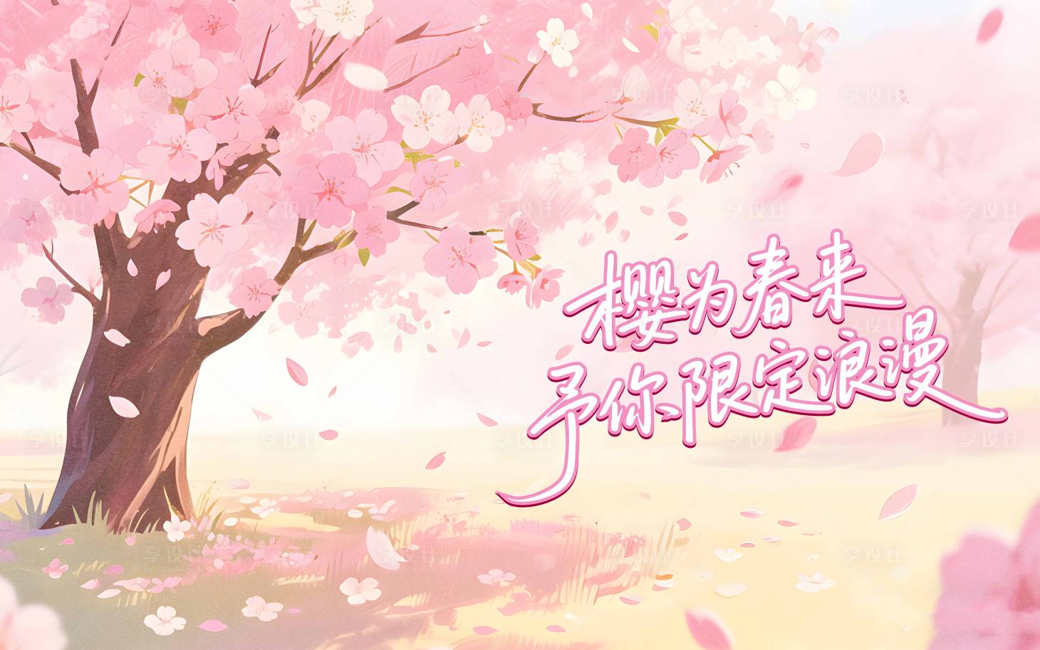 源文件下载【享设计】搜索编号：73770036350677534【樱花背景】