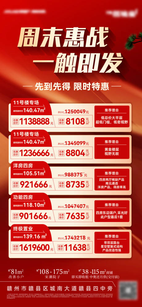 源文件下载【享设计】搜索编号：84200036263569541【周末惠战特价房海报】