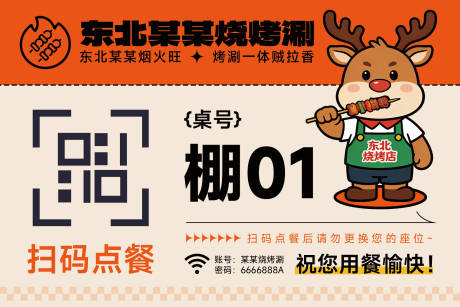 源文件下载【享设计】搜索编号：21540036238652805【扫码点餐贴纸桌贴卡片】