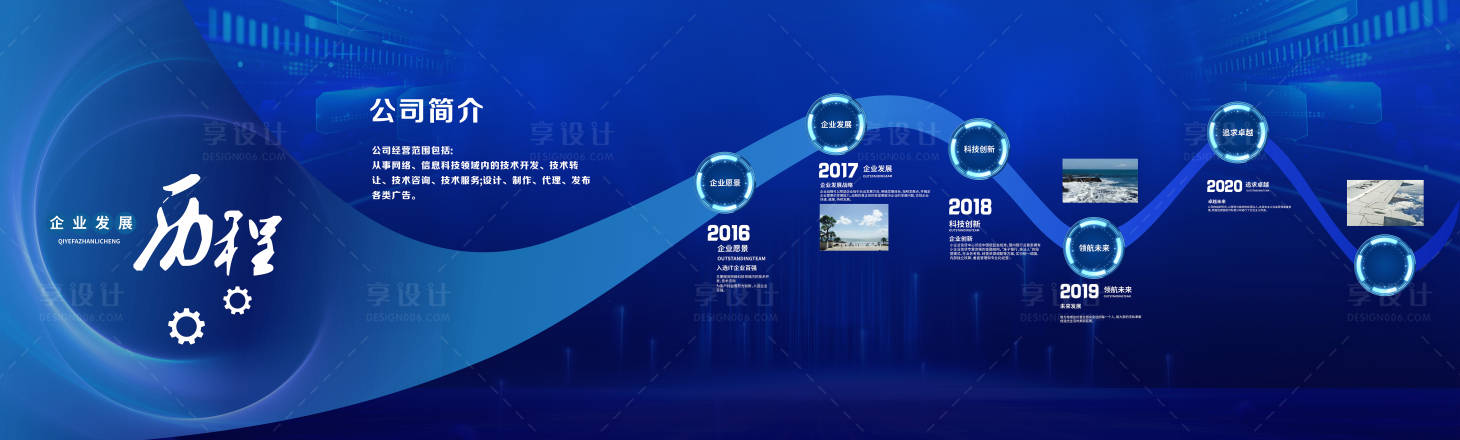 源文件下载【享设计】搜索编号：27420036190754103【企业展厅历程时间轴大事记文化墙】