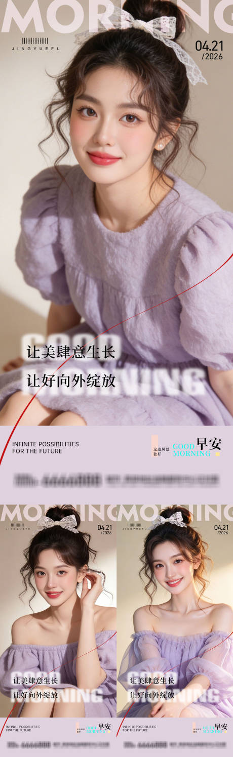 源文件下载【享设计】搜索编号：18980036246973316【医美早安系列海报】