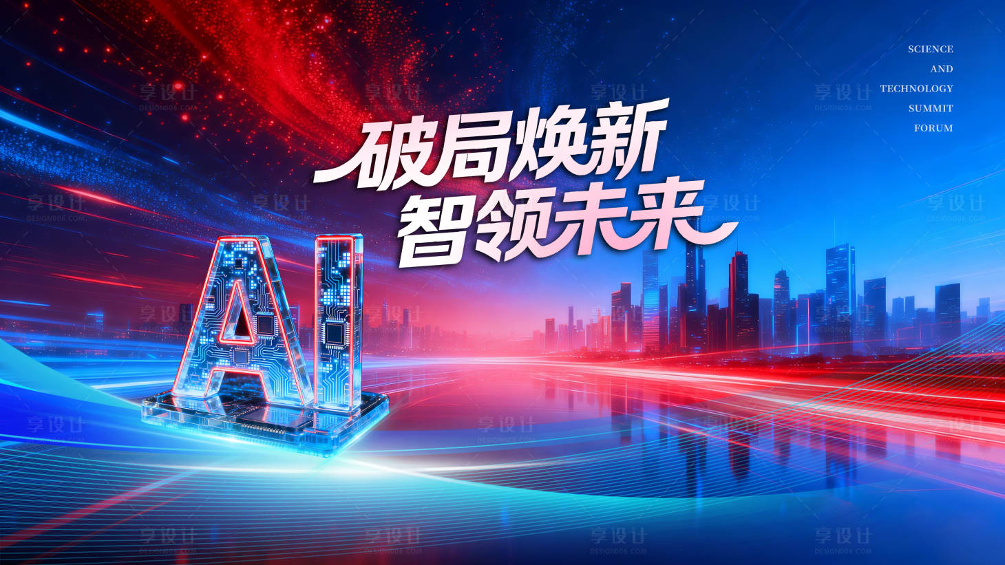 源文件下载【享设计】搜索编号：95810036311323605【科技感创新AI智能大气未来城市背景版】