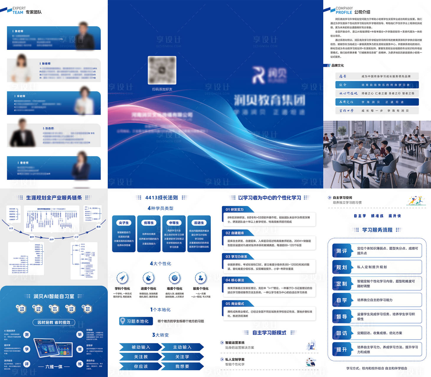 源文件下载【享设计】搜索编号：11800036424462007【教育集团介绍四折页】